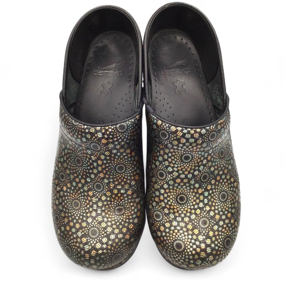Dansko Clogs Women’s Size EU 38 US 8 Black Mosaic Metallic Leather Comfort Shoes